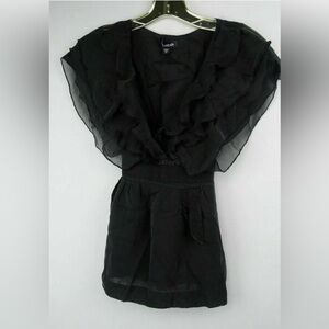 Bebe Silk Babydoll Top Ruffles